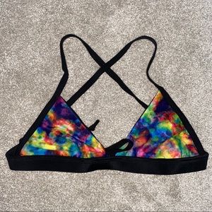 Tie-dye crossed back bikini top